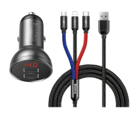 Ładowarka do smartfonów Baseus ładowarka samochodowa 2x USB 4,8A 24W z LCD